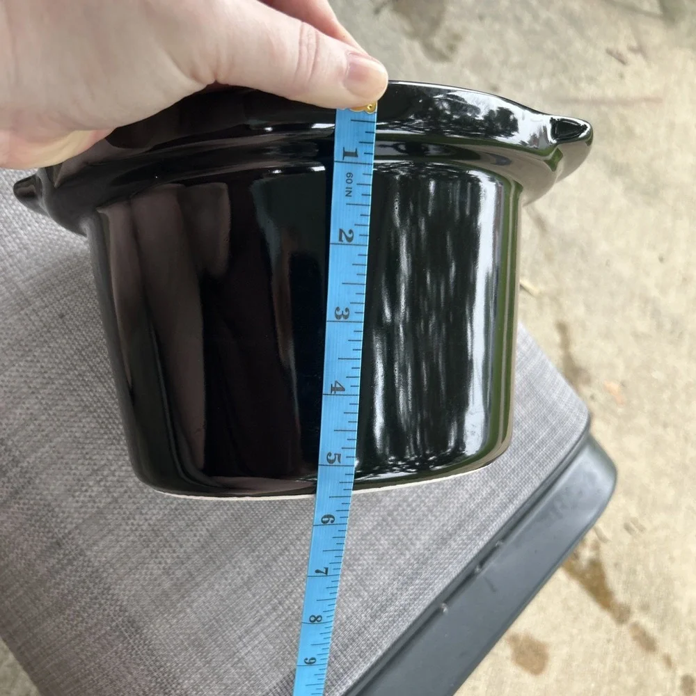 Crockpot Stoneware Round Ceramic Insert Replacement Black 3 Qt From TRIO